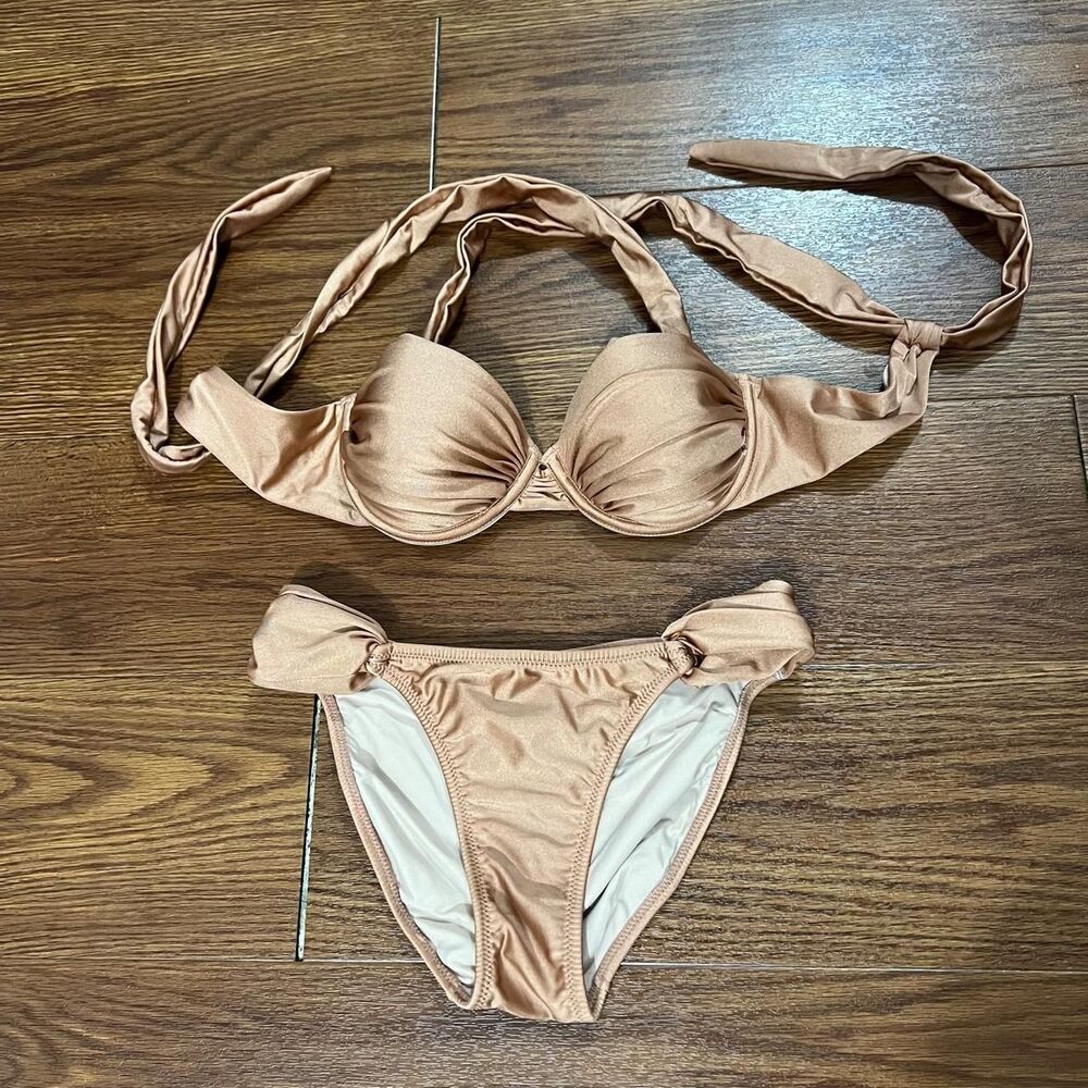 Aqua Women's Tan and Brown Bikinis-and-tankini-sets